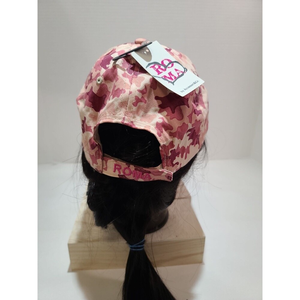 NWT Roma Italia Womens Pink Camo Hat Adjustable Baseball Cap Embroidered - Picture 4 of 11